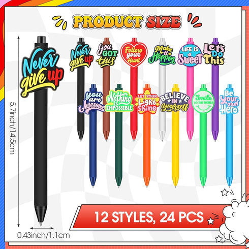 24 Pcs Inspirational Pens Bulk Motivational Quote Ballpoint Pens Funny Retractable Black Ink Pens Colorful Encouraging Writing Pen for Women Men O...