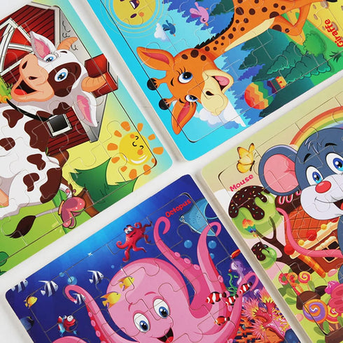 Puzzles for Kids Ages 3-5 Year Old 20 Piece Colorful Wooden Puzzles Set of 6 Vibrant Theme Brain Development Learning Toys Set for Boys and Girls ...