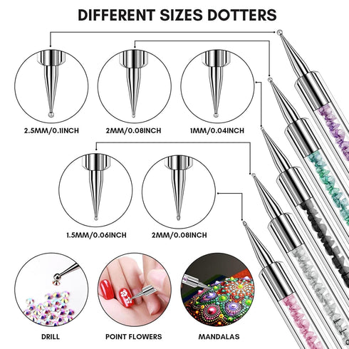 Makartt Double-Ended Nail Art Brushes Set, 5PCS Nail Design Brushes Dotting Pen Multifunctional Nail Design Tools Kit Including Nail Liner Brush a...