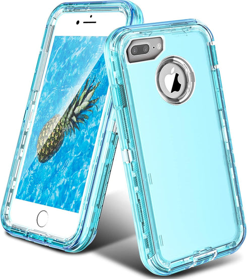 ORIbox Crystal Blue iPhone 7/8 Plus Case - Heavy Duty Shockproof TPU & Polycarbonate...