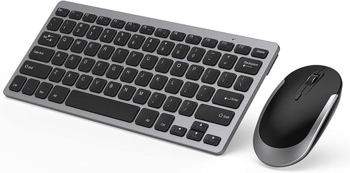 Compact Wireless Keyboard Mouse, 2.4GHz Ultra Thin Small Wireless Keyboard Mouse Combo for Desktop, Laptop (Black and Gray)...