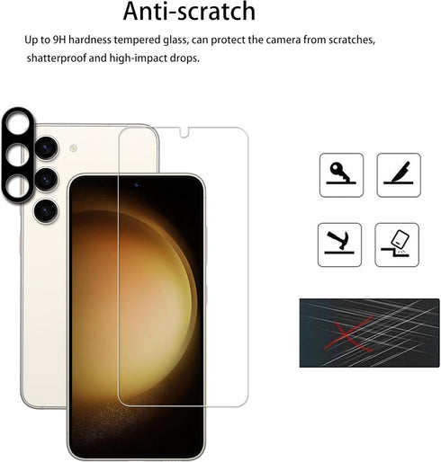 Easy Alignment Frame Designed For Samsung Galaxy S23 5G Tempered Glass Screen Protector 2-Pack Camera Lens Protector Film 2-Pack......