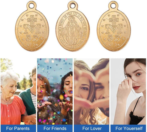 DanLingJewelry 304 Stainless Steel Virgin Mary Oval Miraculous Medal Charms Pendants for Men Women for Jewelry Making Necklace Earring Bracelet DI...
