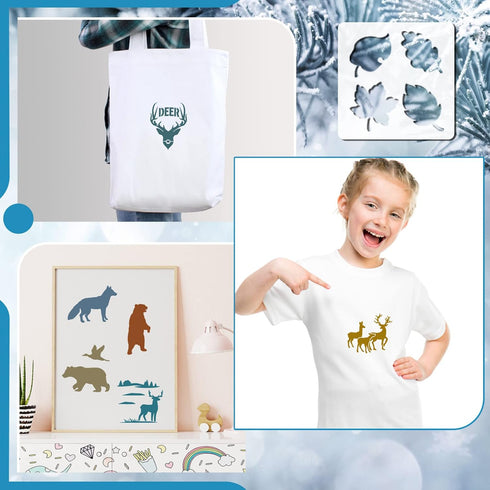 100 Pieces Winter Forest Stencil Template for Painting Reusable Drawing Stencils Animal Plant Stencil, Stencils for Painting on Wood Craft Supplie...