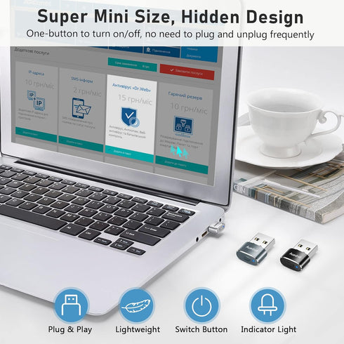 Mouse Jiggler Undetectable Metal USB Mouse Mover with Switch Button, Automatic Mini Mouse Shaker with 2 Jiggle Modes, Driver-Free, Plug & Play, Ke...