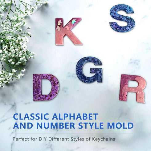 DIY Letters Backwards Silicone Mold Alphabet Number Silicone Molds Large Clear Resin Mold Jewelry Keychain Casting Mold Epoxy Resin Craft Supplies...