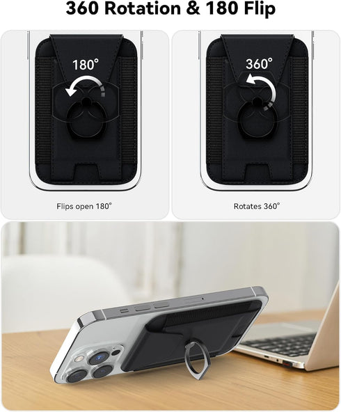 3-in-1 Magnetic Wallet with Phone Ring Stand, Compatible with Mag-Safe Wallet, Magnetic Privacy Flap, Phone Wallet with Phone Ring for iPhone 15/1...