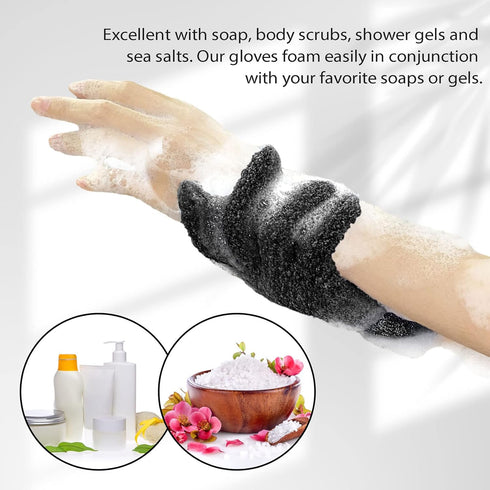 Evridwear Exfoliating Dual Texture Bath Gloves for Shower, Spa, Massage and Body Scrubs, Dead Skin Cell Remover, Gloves with hanging loop (1 Pair ...