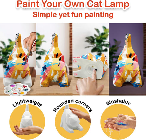 Goodyking Paint Your Own Lie Cat Lamp Kit, DIY Cat Crafts Night Light, Arts & Crafts for Kids Ages 8-12, Painting Kit for Girls Boys Age 4 5 6 7 8...