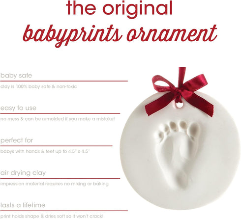 Pearhead Babyprints Baby's First Handprint or Footprint Ornament Kit, Easy No-Bake DIY Clay Impression Kit, Christmas Baby Gift, Baby Keepsake Orn...