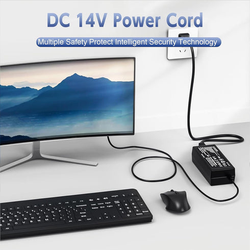DC 14V Power Cord Compatible with Samsung Monitor 32" 27" 24" 22" 23" 20" 19" 18" 17" 15", S22C300H, S22E310H, S22C300H, S24C230BL, S24D390HL, S27...