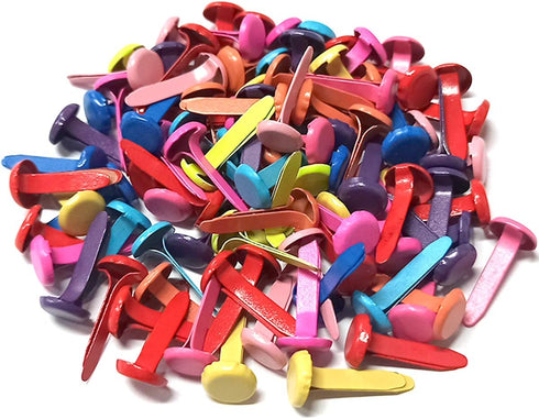 100 Pcs Brass Paper Fasteners, 8x17mm Plated Mini Brads for Scrapbooking Crafts DIY Projects (Multicolor)...