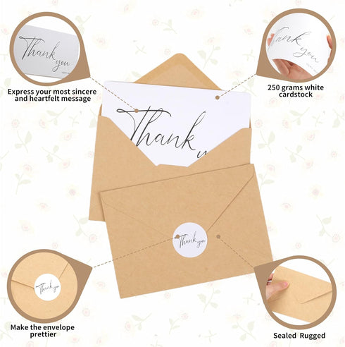 Joyberg Thank You Cards With Envelopes 34 pack, 4x6 Inch White Thank You Envelopes are Suitable for Weddings, Graduations, Funerals and Other Occa...