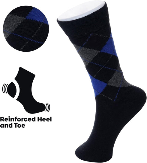 Alpine Swiss Mens Dress Socks 6 Pair Crew Sock Cotton Dress Socks for Men Solid Ribbed Argyle Pattern Multicolor Fun Designs...