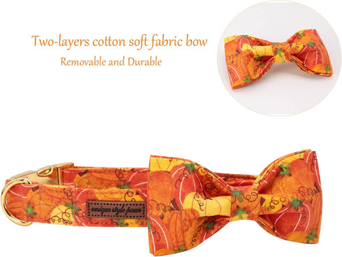 Unique style paws Halloween Dog Collar, Pumpkin Pet Collar Dog Bowtie Gift for Girl or Boy Dogs, Adjustable Dog Collar for Medium Dogs...