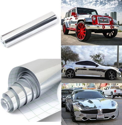 Chrome Silver Self-Adhesive Vinyl Wrap Car Sticker Decal Film Sheet 12"x78"...