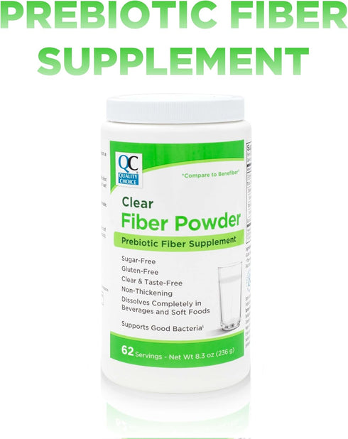 Quality Choice Clear Prebiotic Fiber Supplement Powder for Digestive Health - Tasteless, Non-Thickening Formula - 62 Servings, 8.3 Ounces - Ideal ...