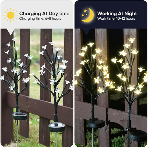 Solar Flowers Lights Garden Decor, Solar Garden Lights Outdoor Decorative,2Pack 40LED Solar Lights Outdoor Garden Waterproof Fairy Lights for Outs...