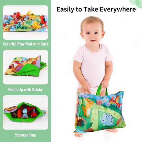 ALASOU 7 PCS Dinosaur Fantastic Creatures Toys with Playmat/Storage Bag|Baby Car Toys for 1 Year Old Boy|1st Birthday Gifts for Toddler Toys Age 1...