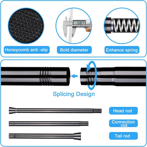 Tension Curtain Rod Spring Curtain Rod Adjustable Tension Rod 1pcs Adjustable Spring Curtain Rod, Tension Rods for Windows 28 to 48 Inch, Non Slip...