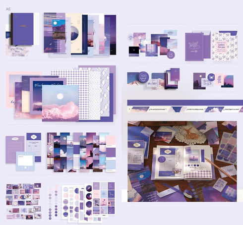 Huralona Scrapbooking Supplies Kit Aesthetic Scrapbook Kit with Scrapbook Stickers Washi Tapes Bullet Junk Journal Art Craft DIY Gift for Adult Te...
