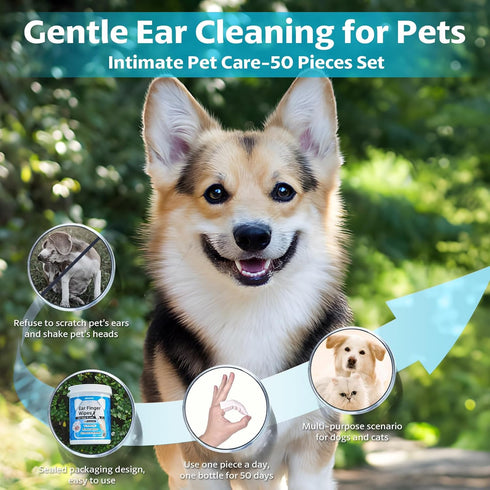 OBSEDE Dog Ear Wipes - Wider Ear Finger Cleaner Grooming Kit Care for Dogs and Cats Regular Soothing Odor Control Reduce Dirt Wax Build Up Pet Sup...