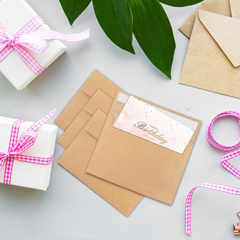 50Packs A4 Kraft Envelopes 4x 6 Inch Card Envelopes,Self Seal for Weddings, Greeting Cards?Mailing? Invitations, Photos, Postcards...
