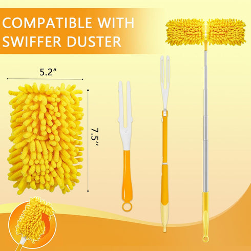 Reusable Duster Refill Compatible with Swiffer Hand Duster - 360 Heavy Duty Dusters Refills - Microfiber Ceiling Fan Duster for Swiffer Dusters Ex...