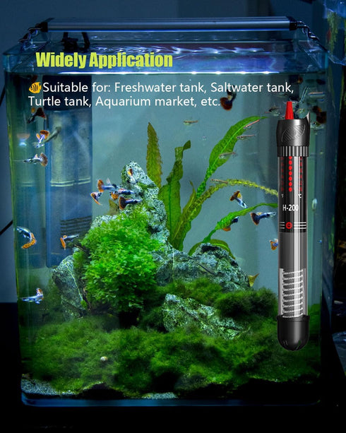 Aquarium Heater 50W, 20 Gallons Tank Submersible Aquarium Heater, Temperature Adjustable, Betta Turtle/Fish Tank Heater, Built-in Thermostat Contr...