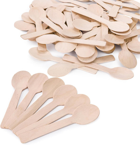 125PCS Mini Wooden Spoons, 4inch Kitchen Wooden Spoons Ice Cream Dessert Spoons Wood Cutlery Tableware for Salt Honey Sugar Jam Mustard...