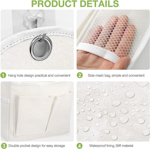 2 Pack Wall Hanging Organizer Bag with Pockets Fabric Storage Bag Basket Caddy Waterproof 01 01...