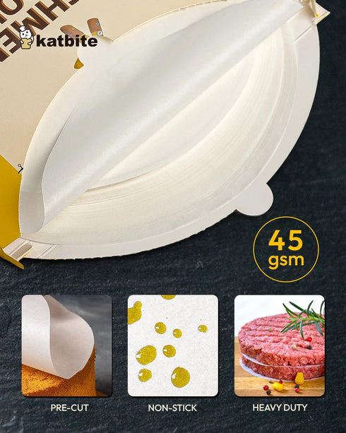 Katbite 9 Inch Parchment Paper Rounds, 200Pcs Cake Parchment Circles, Heavy Duty & Non-stick for Cake Baking, Air Fryer Liners, Tortilla Press...