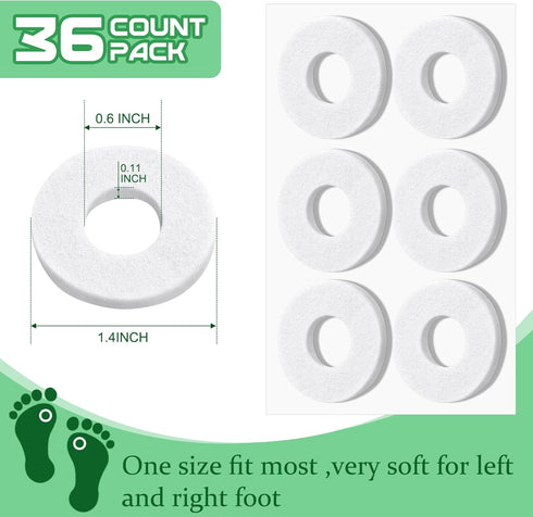 Nuanchu 36 Pcs Callus Cushions Callus Pads for Bottom of Foot Round Corn Cushions Pads for Feet Soft Adhesive Felt Corn Pads for Ball and Side of ...