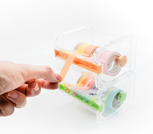 3 Pack Transparent Visible Desktop Multi Washi Masking Tape Dispenser,Tape Cutter,Roll Tape Holder, Office Acrylic Tape Holder Dispenser for Desk ...