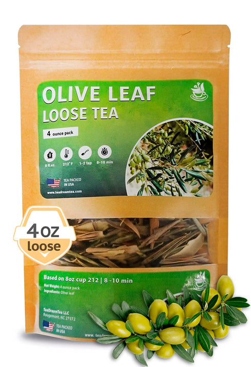 Olive Leaf Tea Loose Leaf – 4 oz Olive Tea – Olive Tea Leaf – Olive Leaf Tea Bulk – Olive Leaf Whole – Caffeine Free – Loose Leaf Herbal Tea - Oli...