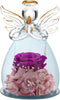 ANLUNOB Preserved Rose Birthday Gifts for Women Mom Grandma Wife, Glass Angel Figurines Gifts with Pretty Purple Flowers for Anniversary Wedding...