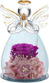 ANLUNOB Preserved Rose Birthday Gifts for Women Mom Grandma Wife, Glass Angel Figurines Gifts with Pretty Purple Flowers for Anniversary Wedding...