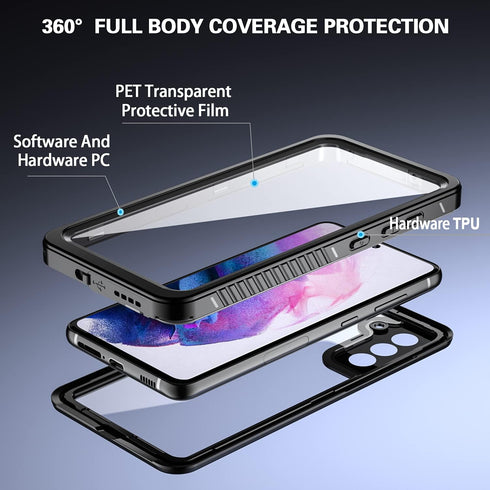 Waterproof Case for Galaxy S21 Fe 5G, Waterproof Shockproof Dirtproof Snowproof Case Rugged Clear Cover for Samsung Galaxy S21 Fe 5G for Snorkelin...