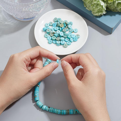 SUNNYCLUE 1 Box 122Pcs Gemstone Heishi Beads Natural Howlite Bead Flat Round Beads 8mm Beaded Disc Stone Loose Spacer Beads for Jewelry Making Bea...