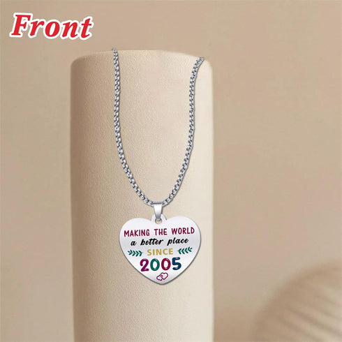 19th Birthday Gifts for Women - Born In 2005 Birthday Gifts - Engraved Stainless Steel Heart Pendant Necklace - 19 Year Old Girls Birthday Gift...