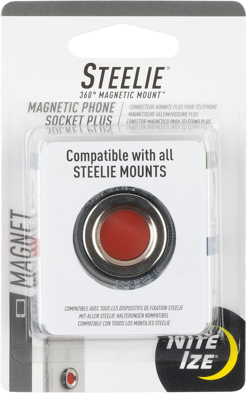 Nite Ize Steelie Magnetic Phone Socket Plus - Dashboard Phone Mount Socket with Strong Magnet - Phone Holder Accessory Compatible with Steelie Pho...
