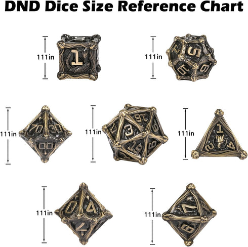 Metal DND Dice Set, Dragon Rider DND Dice 7-Pieces Metal Polyhedral Dice Set with Gift Box for Dungeons and Dragons Role Playing Games?Ancient Gol...