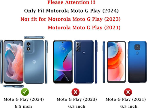 Weycolor for Moto G Play 2024 Case with Camera Lens Cover HD Screen Protector, 10 FT Military Grade Drop Protection, Magnetic Ring Holder Kickstan...