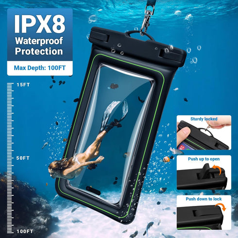 F-color Waterproof Phone Pouch - Floating with Sponge Air Cushion - IPX8 Waterproof Phone Case for iPhone 15 Pro Samsung S23 Up to 7", 12.7oz Buoy...