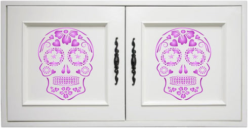 Day of The Dead Sugar Skull Stencil, 6.5 x 8.5 inch (M) - Halloween Decor Stencils for Painting Template...
