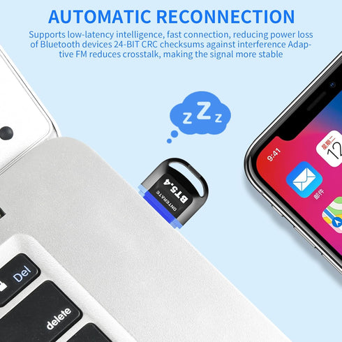 USB Bluetooth 5.4 Adapter for PC 2024, Plug and Play Bluetooth Dongle Receiver with BR+EDR+BLE+LMP13.X, Long Range Support Windows 11/10/8.1 for D...