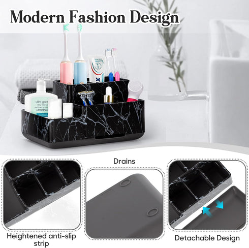 Toothbrush Holder,Bathroom Organizer Countertop, 5 Compartments Multifunctional Storage for Cosmetic, Makeup, Office Stationery Pencil,Toothpaste,...