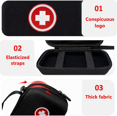 Diabetic Supplies Travel Case, Carrying Case Organizer for Diabetes Testing Kit, Blood Glucose Monitor Kit with Meter, Blood Sugar Test Strips, La...