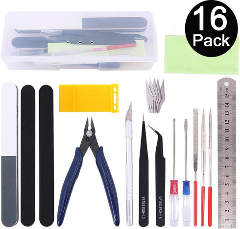 Gundam Model Tools Kit Esoca 16Pcs Gundam Modeler Basic Tool Kit Gunpla Tool Kit Gundam Craft Set Gundam Tool Kit for Hobby Building...