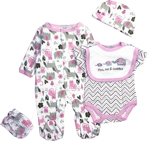 Reborn Baby Girl Doll Clothes 22 inch Newborn Outfits Accesories Elephant 5 Piece Set for 20-22 inch Reborn Doll Matching Clothing...